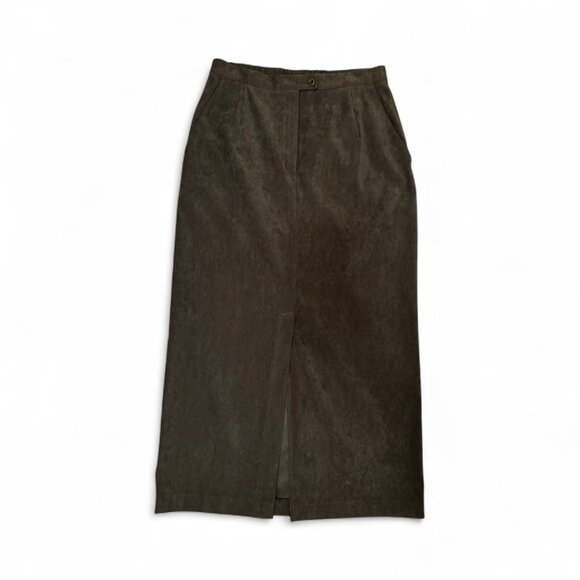 EUC Ingenuity Dark Green Suede-Look Midi Skirt – Size 10 – Made in Canada - Picture 1 of 6